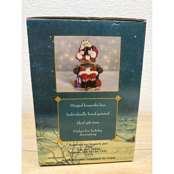 Traditions Hand Painted Porcelain Decorative Trinket Box Santa Claus - Picture 16 of 16
